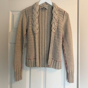 BKE Vintage Y2K 90s Women's Cardigan Open Front Tan Brown Sweater braided knit